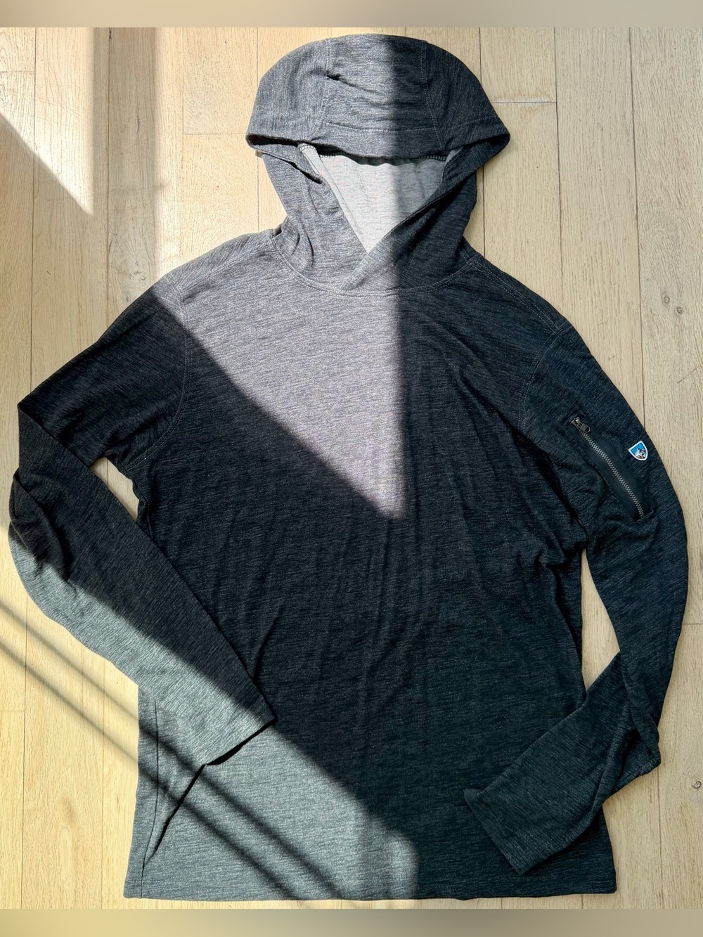 Kuhl Men's Organic Cotton Hooded Long-Sleeve Shirt - Charcoal Heather size S